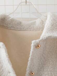 Franclia European And American Fashion Casual Elegant Shirt Collar Long Sleeves Pocket Gold Button Decoration Women's Autumn And Winter Outing New Year Lamb Wool Women's Winter Jacket Winter Coat - Beige - View 3