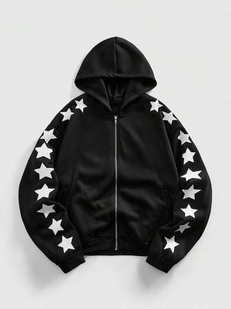 Street Life sweat-shirt à capuche décontracté pour hommes avec imprimé étoiles, automne/hiver