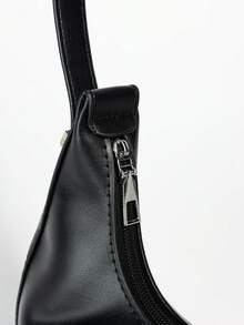 Aloruh Women Solid Color Minimalist Hobo Bag - Black - View 3