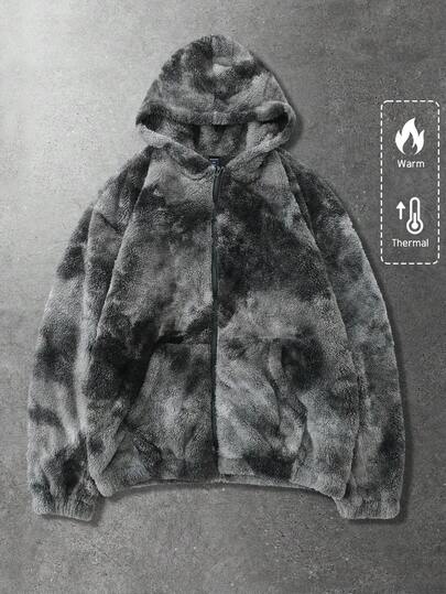 Street Life Men's Tie-Dye Long Sleeve Zip-Up Hooded Fleece Jacket With Pockets, Autumn/Winter