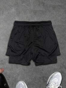 Sport MetroGents 男士简约印花运动短裤 - 黑色 - 查看 2