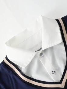 2pcs/Set Boys' Polo Shirt With Printed Top And Casual Loose Fit Pants, Spring/Autumn - Multicolor - View 3