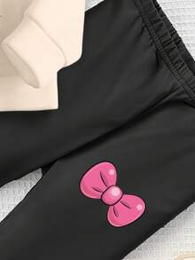 舒适秋冬装/女婴休闲时尚创意个性清新简约可爱小猫蝴蝶结爱心印花宽松圆领卫衣和打底裤两件套，舒适套装，适合2岁女童冬季穿着，女婴冬季服装，女婴套装，女婴卡通服装，女婴春秋装 - 彩色 - 查看 6