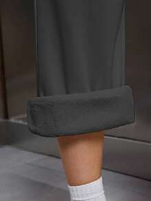 Chiquease 女士保暖内衬松紧腰抽绳宽松裤 - 深灰色 - 查看 4