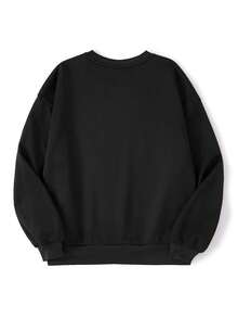 Betty Boop x SHEIN 女士字母卡通图案圆领长袖T恤 - 黑色 - 查看 2