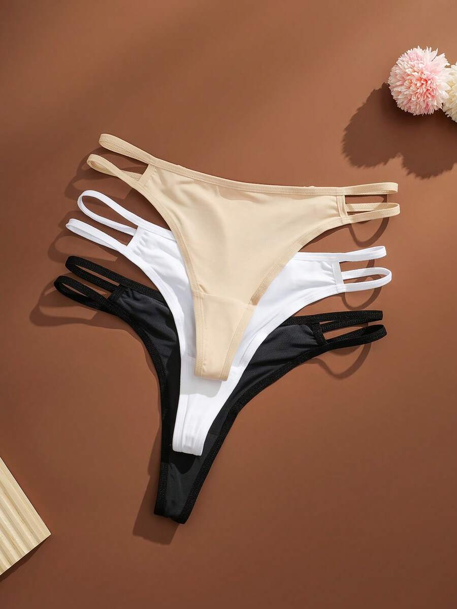 SHEIN 3件套镂空弹力舒适女士内衣 - 彩色 - 查看 1
