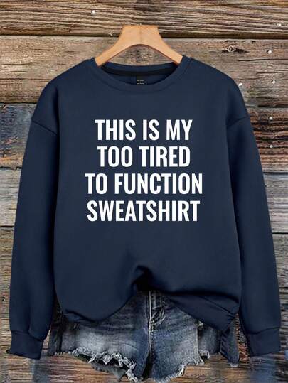 EMERY ROSE Women's Fashion Sweatshirt Slogan Letters Pattern Printed Round Neck Sweatshirt, Christmas