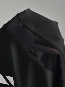 SHEIN Sports Women's Letter Print Long Sleeve Zip-Up Half Placket Fitted Sweatshirt Long Sleeve Active Wear - Black - View 6