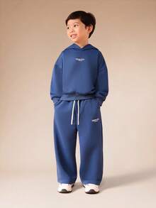 SUMWON 男童连帽衫和运动裤套装 休闲度假装 - 藍色 - 查看 2