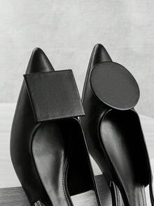 SHUZIA  Women's Pointed Toe Low Heel Flats, Quirky Heel Design, Versatile & Comfortable Slip-On Flats, Suitable For Work And Commute - Black - View 7