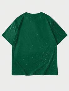 Manfinity Hypemode Men's Letter Print Round Neck Casual Versatile Short Sleeve T-Shirt - Dark Green - View 2
