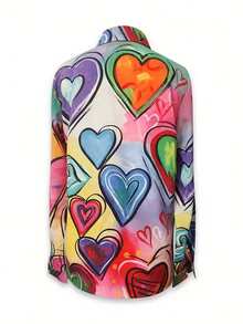 EMERY ROSE 心形印花長袖襯衫 - 彩色 - 查看 2