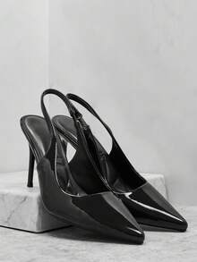 SHUZIA 女士魅力尖头细高跟露跟鞋 - 黑色 - 查看 5