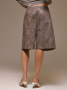 MUSERA 水洗仿皮长款短裤，酷女孩风，街头风，可爱，秋季，冬日