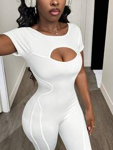 Slaydiva 女士塑身衣健身连体衣瑜伽跑步露背紧身衣 - 白色 - 查看 7