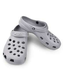 Sandalia Chancla Pantunfla Clogg EVA Cómoda hombre Ligera sandalias casuales, antideslizante y transpirable adecuadas para usar tanto en casa, como al aire libre, en el trabajo, para pasear y en la playa. - Gris - Ver 12