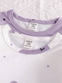 2pcs/Set Baby Girls' Short Sleeve Nightgown, Casual Cute Printed Interchangeable, Suitable For Home Wear, Spring/Autumn Purple Toddler Dress - Red Violet - View 3