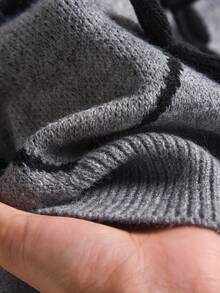 CosyJoli 大码蝴蝶结装饰圆领宽松针织毛衣，秋冬款 - 灰色 - 查看 6