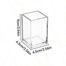 1PC Transparent Acrylic Cosmetic Brush Holder, Desktop Vanity Organizer For Lipstick, Eyebrow Pencil, Skin Care Products And Makeup Mirror - transparent - View 13