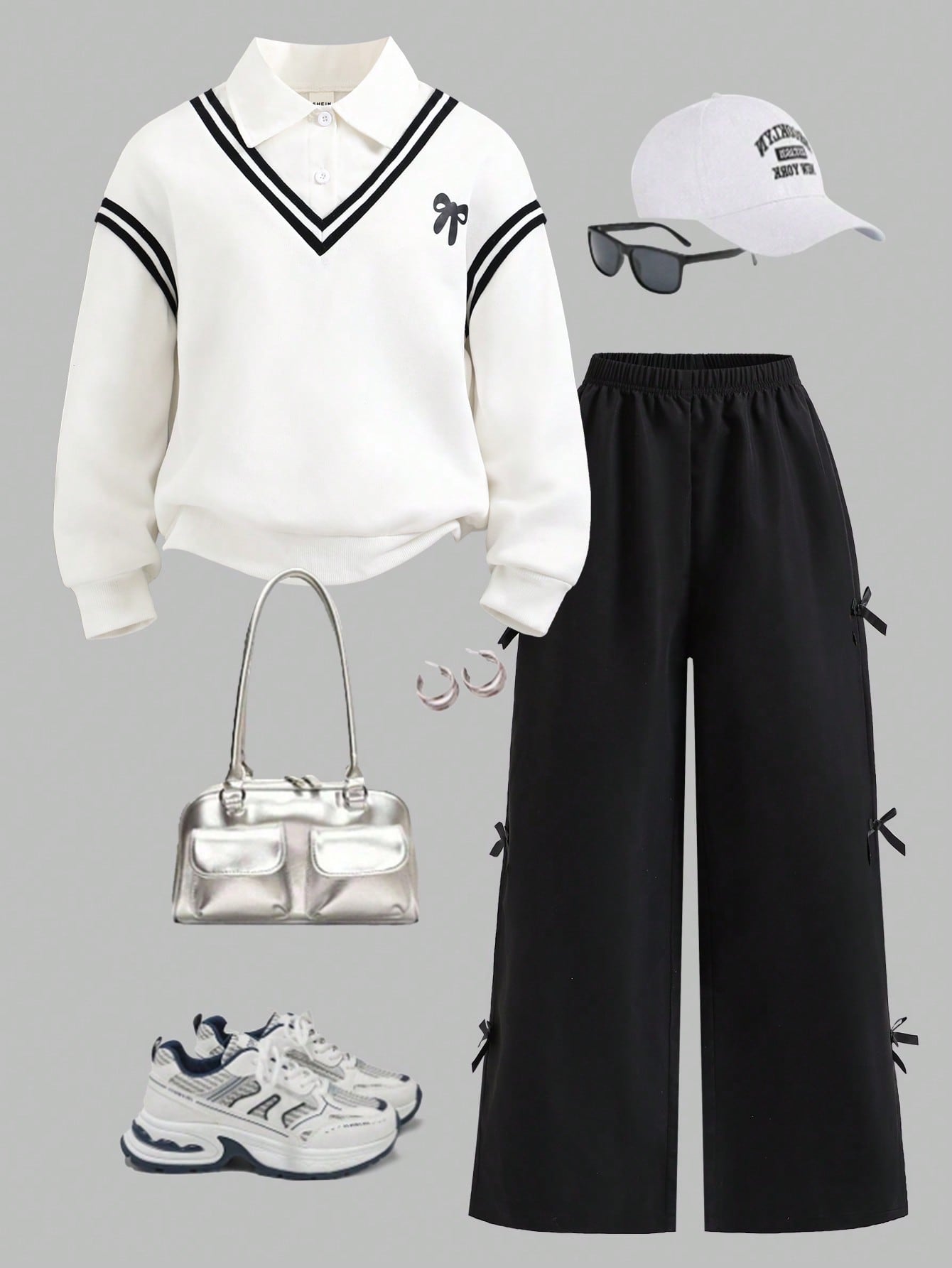 SHEIN بنطلون وبلوزة كاجوال للبنات المراهقات مع تصم...