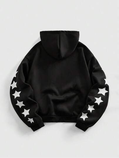 Street Life Sudadera con capucha casual de hombre con estampado de estrellas, otoño/invierno