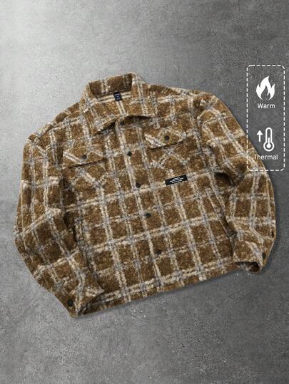 Street Life Men Retro Plaid Overcoat, Street Style , Fall Winter
