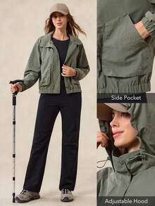 OutZeal 休闲拉链夹克，带口袋和插肩袖，百搭