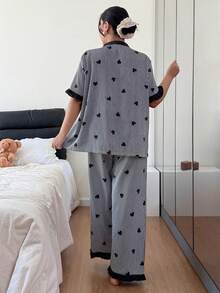 Napfluff CURVE Napfluff CURVE 条纹心形印花拼色大码睡衣套装 - 彩色 - 查看 2