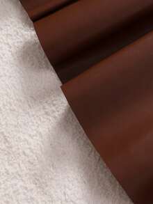 SHEIN 2pcs/Set Casual Commuting Outfit For Teens: PU Bow Skirt & Ribbed Knit Bodycon Dress - Coffee Brown - View 6