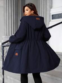 EMERY ROSE 时尚休闲复古优雅舒适撞色拼接腰部收紧棉服外套