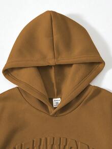 2件套男童休闲连帽运动衫和运动裤针织套装，秋冬 - 棕色 - 查看 5