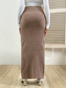 SHEIN Women's Loose Fit Wool Blend Straight Skirt, Maternity Sweater Skirt