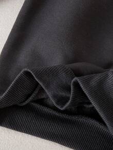 SHEIN 女婴可爱灰色蝴蝶结高领长袖卫衣长裤套装，秋冬款 - 灰色 - 查看 4