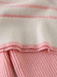 少女厚针织高领毛衣和裤子套装，秋冬 - 淺粉色 - 查看 3