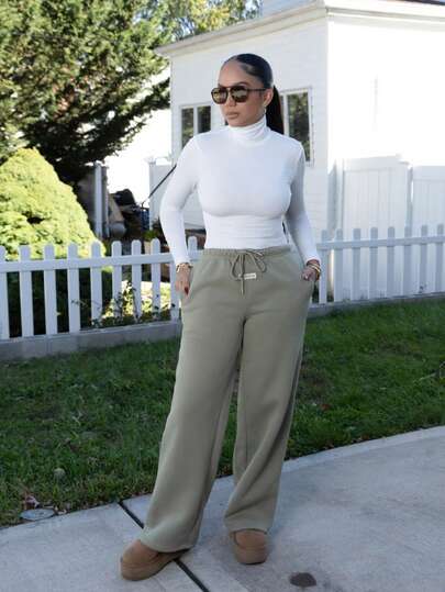 Melissa Matos Drawstring Waist Wide Leg Sweatpants Spring Vacation Airport, Casual Graduation, Teacher Pants For Women,Back To School Fall, Autumn, Winter, Back To School Christmas