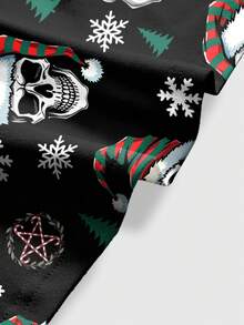 ROMWE Goth Holiday Christmas Skeleton Colorful Lights Sexy Bandeau Top For Women - Black - View 3