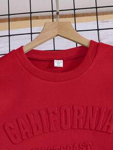 Conjunto de sudadera y pantalón de chándal con letras en relieve - Rojo - Ver 7