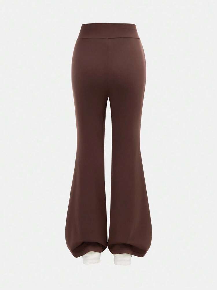 SHEIN Tween Girls Cute Black Ribbed Long Sleeve Top Paired With Bow Decor Split Hem Skirt, Autumn/Winter T-Shirt Set - Black - View 7