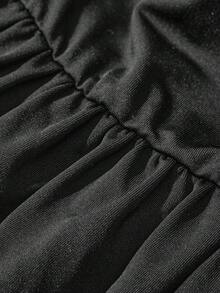 SHEIN MOOSTA 女士极简主义弹力针织抹胸连体裤 - 黑色 - 查看 3