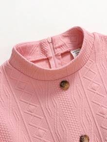 Teen Girl Elegant Stand Collar Cap Sleeve Midi Dress With Bow Decor