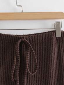 SHEIN LUNE 大码女装三件套：纯色罗纹可调节吊带背心 + 休闲开襟长袖开衫 + 松紧腰紧身裤 - 藏蓝色 - 查看 4