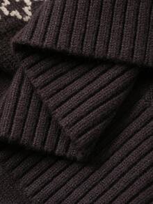 DAZY Men's Vintage Jacquard Pattern Crew Neck Sweater, Autumn/Winter,New Year,Christmas - Brown - View 6