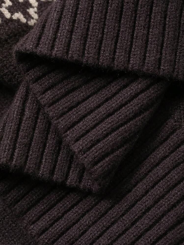 Men's Vintage Jacquard Pattern Crew Neck Sweater, Autumn/Winter,New Year,Christmas