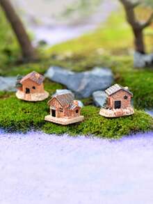 3 piezas Decoración de paisaje en miniatura de casita de resina - Multicolor - Ver 2