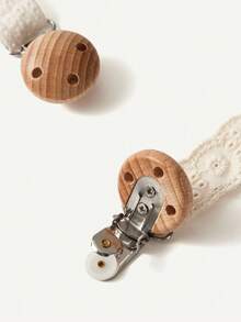 Cozy Pixies 2pcs White Lace Embroidery 100% Cotton Trim Pacifier Clip, Newborn Baby Shower Gift For Boys & Girls - White - View 5