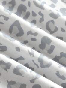 少女休闲豹纹抽绳腰运动裤，返校季，秋季 - 淺灰色 - 查看 3