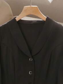 GlowEve CURVE Plus Size Women's Elegant Collared Long Sleeve Half-Placket Cinched Waist Casual Long Dress, Winter