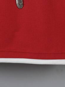 SHEIN 男童撞色T恤，舒适休闲时尚，百搭街头风、运动风、户外风、返校季皆宜 - 酒紅色 - 查看 4