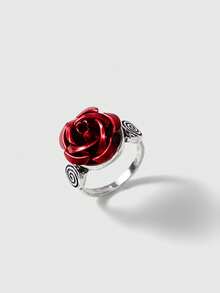 ROMWE Bộ 8 chiếc nhẫn Gothic Rose Skull Skeleton Vampire Spider Decor xếp chồng lên nhau dành cho phụ nữ ngày lễ tình nhân - Nhiều màu - Xem 3