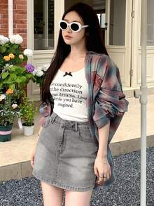 DAZY 女式休闲百搭牛仔短裙，带口袋